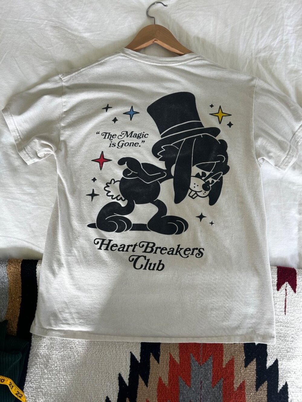 heartbreakers club magic graphic tee 100% cotton vintage wash